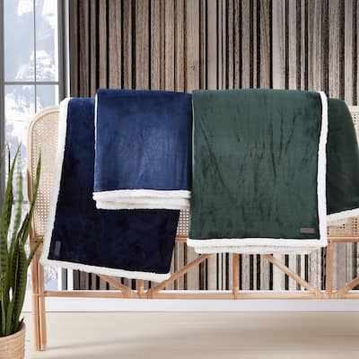 Eddie Bauer Solid Ultra Soft Plush/Sherpa Reversible Blanket