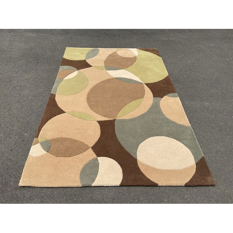 HERAT ORIENTAL Handmade Tibetan Modern Circles Wool Rug (4x6)(5x8)(8x10)