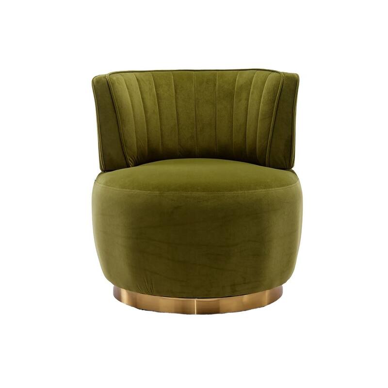 Modern Velvet 360 Degree Swivel Round Armrest Upholstered Accent Chair
