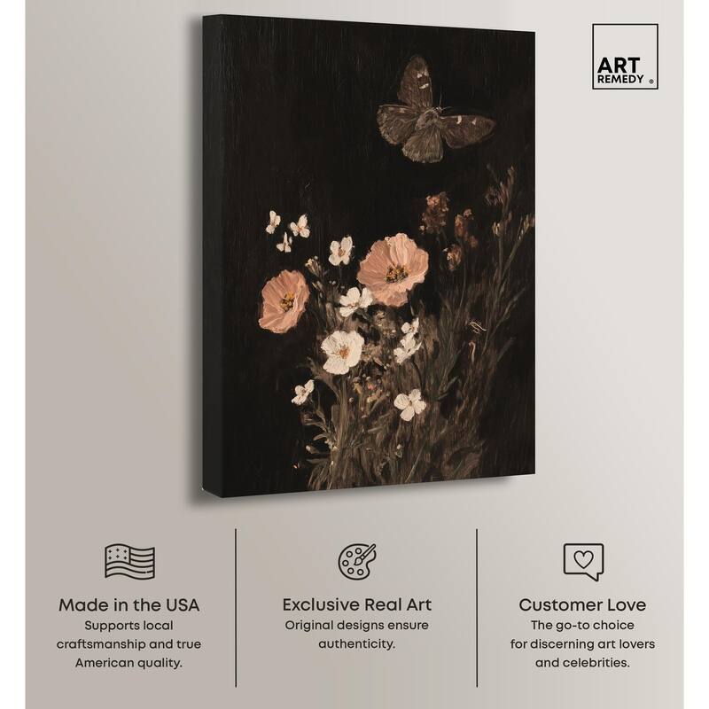 Poppy and Moth I Canvas by Art Remedy, Gallery Wrapped