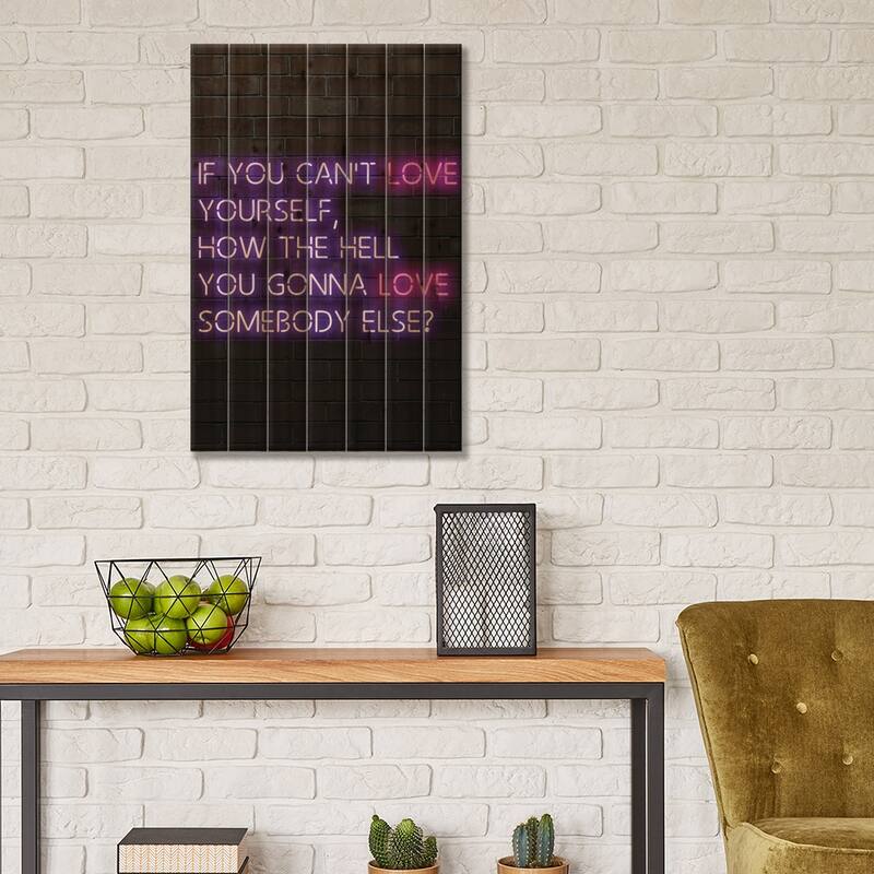 If You Can't Love Yourself Rupaul Neon Print On Wood by FisherCraft - Multi-Color