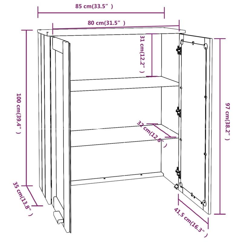 vidaXL Cabinet Top for Highboard Sideboard with Doors HAMAR Solid Wood Pine - 33.5"x13.8"x39.4"