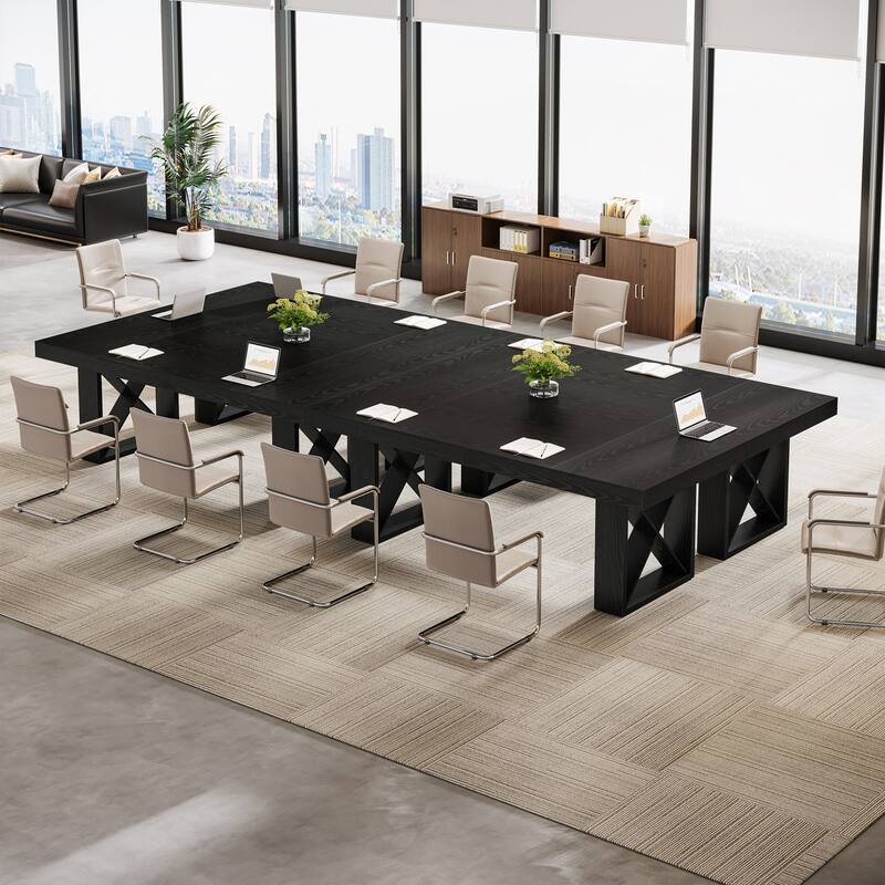 63-Inch Long Wood Conference Table, Simple Meeting Desk for Home Office & Small Team Gatherings