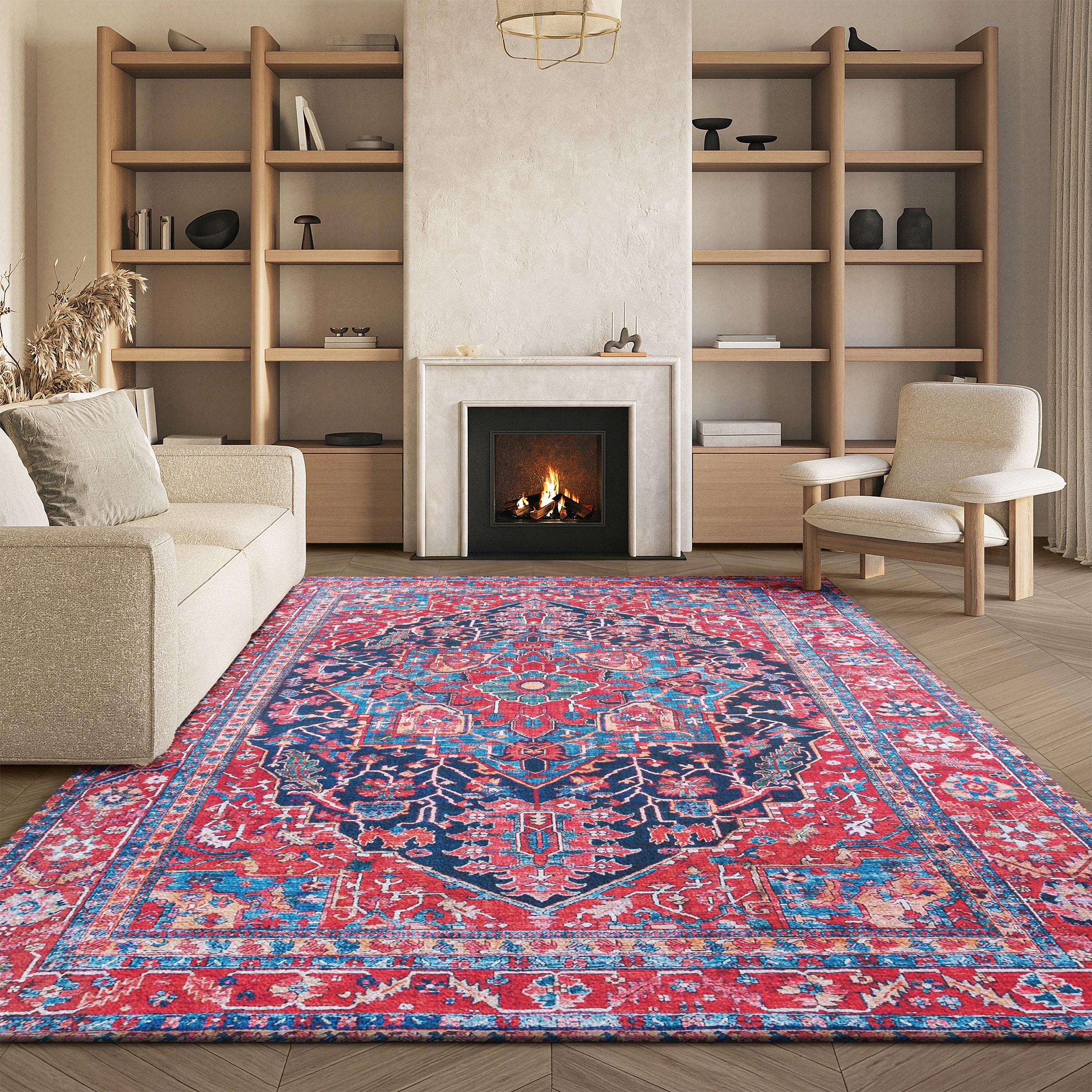 SAFAVIEH Tucson Machine Washable Slip Resistant Winnie Oriental Medallion