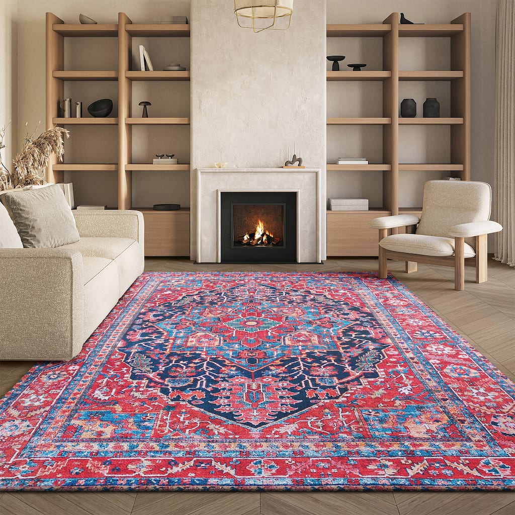 SAFAVIEH Tucson Machine Washable Slip Resistant Winnie Oriental Medallion