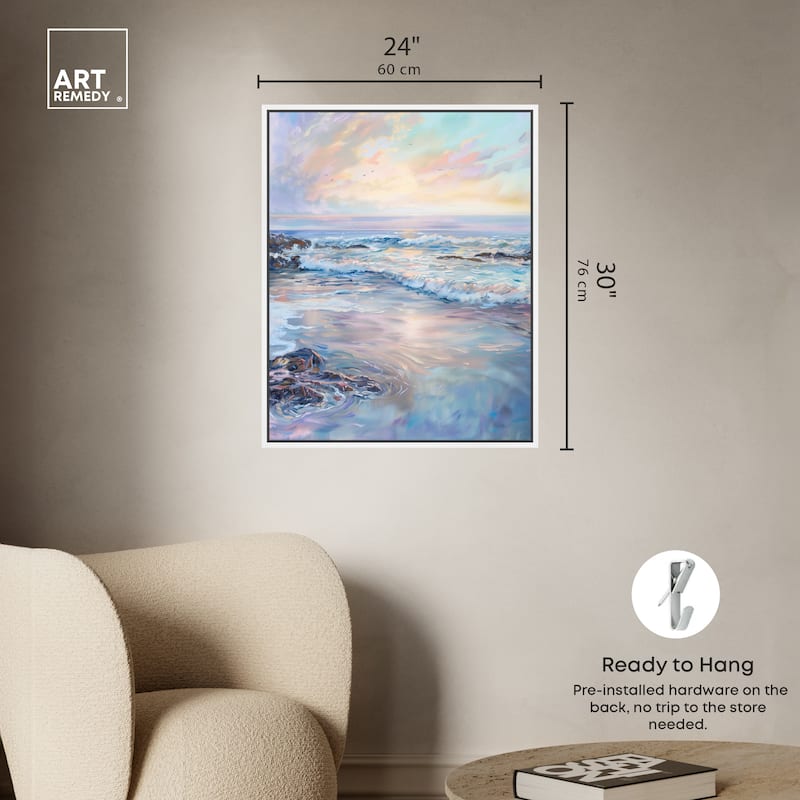 Art Remedy Dreamy Shoreline Framed Sailing 1 Piece Canvas Wall Art