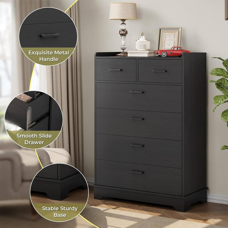 Bedroom Dresser Charging Station Storage Drawers Chest of Drawers