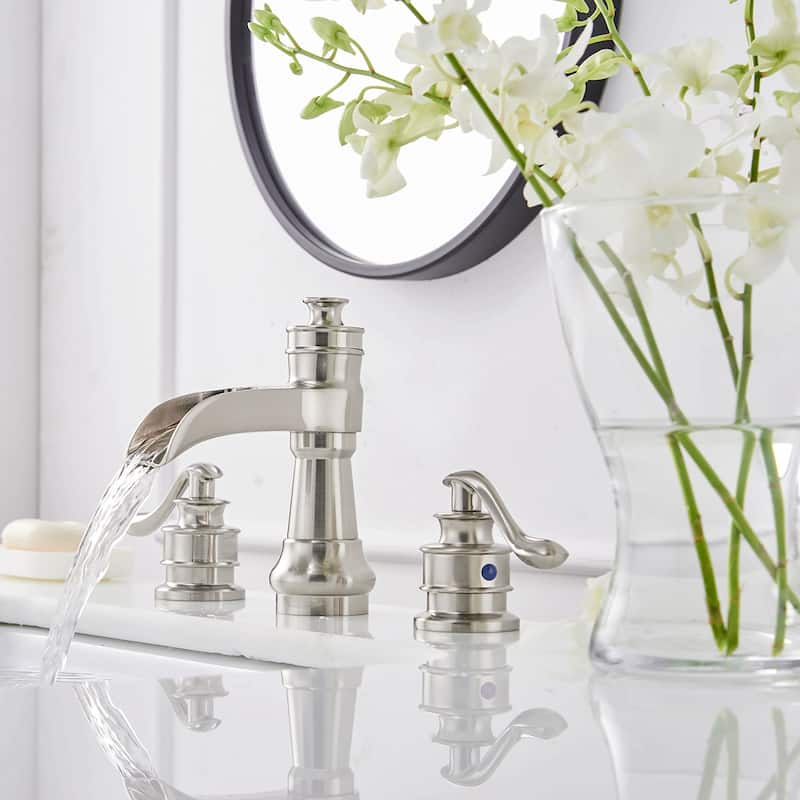 3 Holes Brushed Nickel Bathroom Sink Faucet - Nickel
