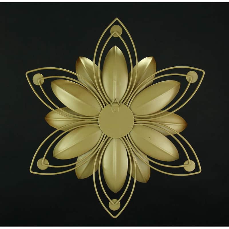 Jeweled 3D Metal Art Flower Wall Sculpture Set Of 3