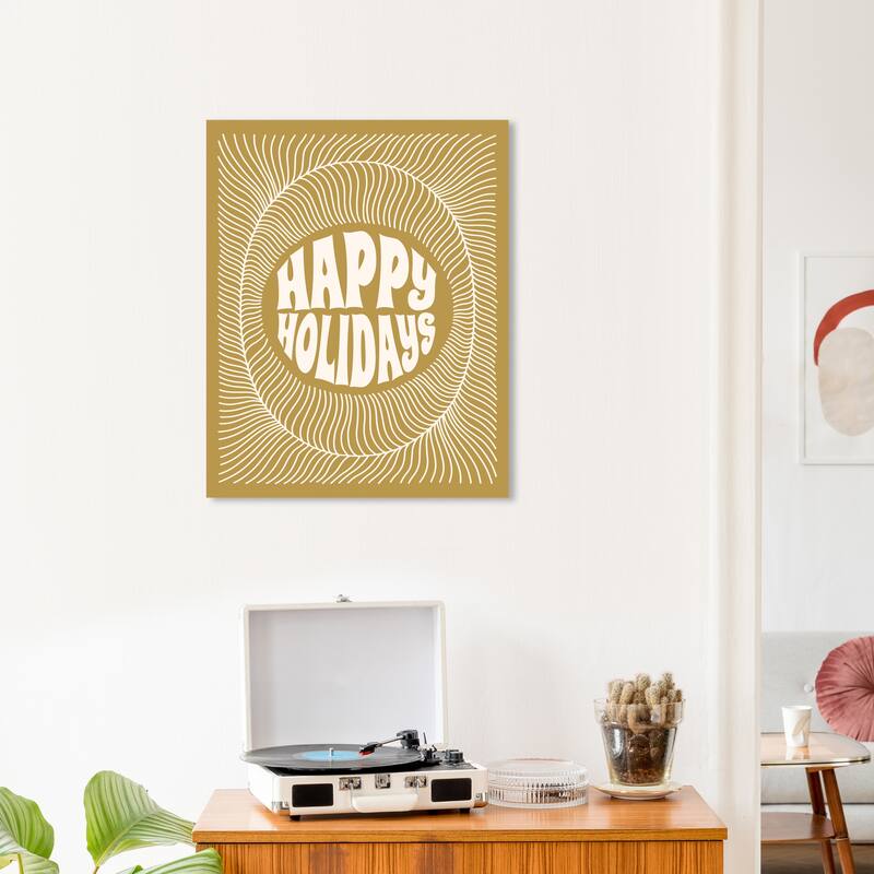 Wynwood Studio Canvas Floral and Botanical Ochre Gold Holidays Gold Modern & Contemporary Wall Art Canvas Print - 20 x 24