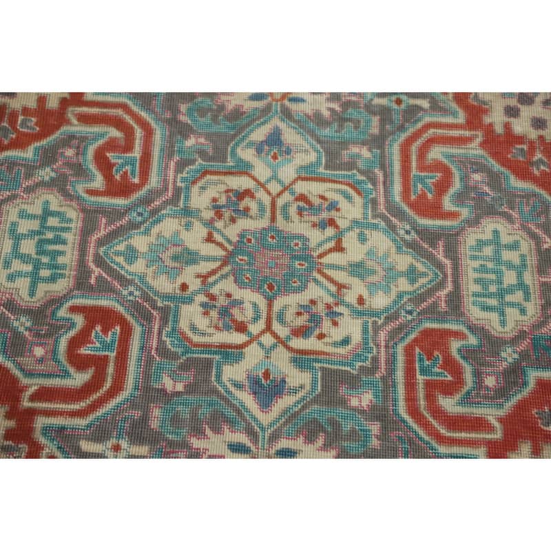Hand Knotted Oriental 100% Wool Carpet Traditional Floral Red Tabriz Area Rug - 9' 8'' X 6' 6''