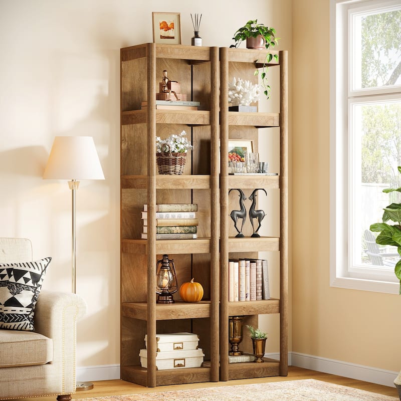 70.9" Bookshelf, Open Storage Rack Bookcase, Corner Display Shelf for Living Room, Bathroom