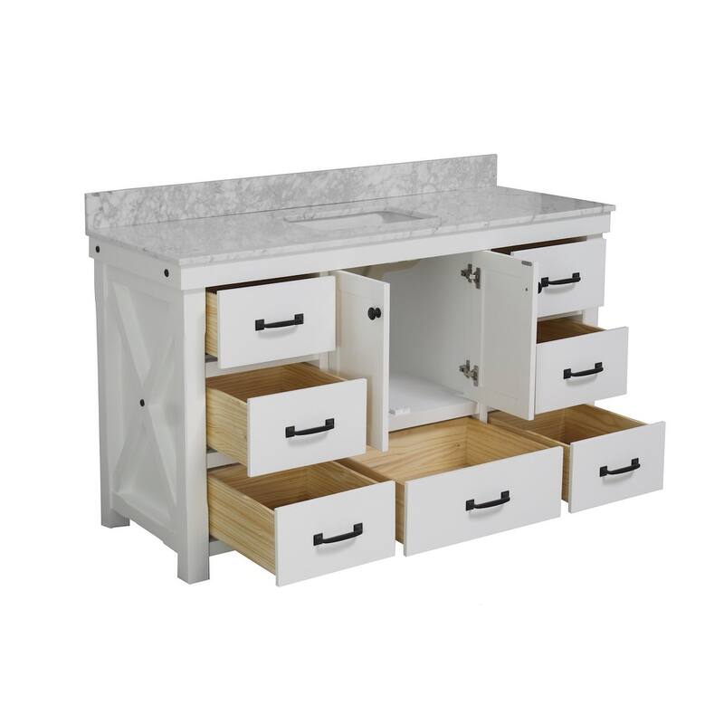 KitchenBathCollection Tuscany 60" Single Bathroom Vanity with Carrara Marble Top