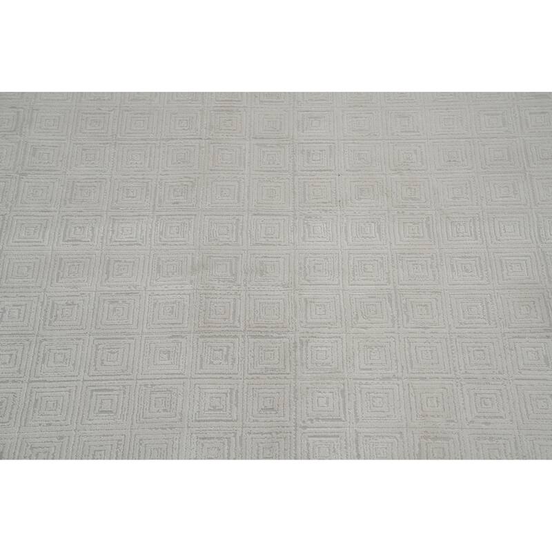Machine Made Oriental Polyester Carpet Modern Geometric Beige & Ivories Modern Area Rug - 7' 9'' X 5' 2''