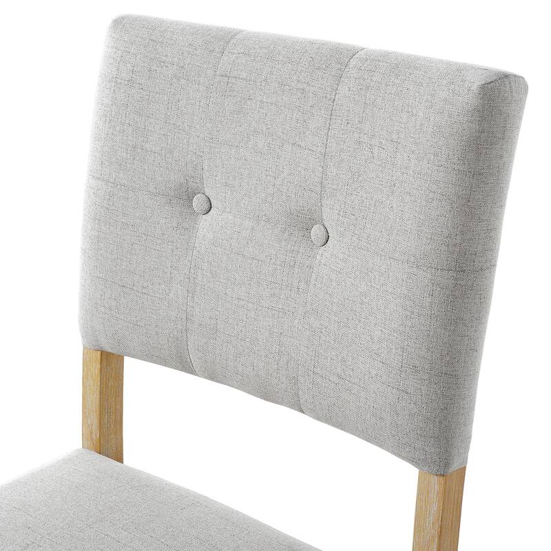 Wooden Dining Chairs Set of 4, Modern Fabric Upholstered Kitchen Side Chairs, Farmhouse Dining Room Chair with Solid Wood Legs