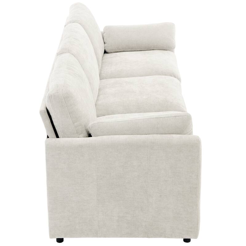 Chenille Upholstered 3 Seater Sofa, Cloud Sofa with Removable Lumbar Pillow, Oversized Sofa with Double Cushion
