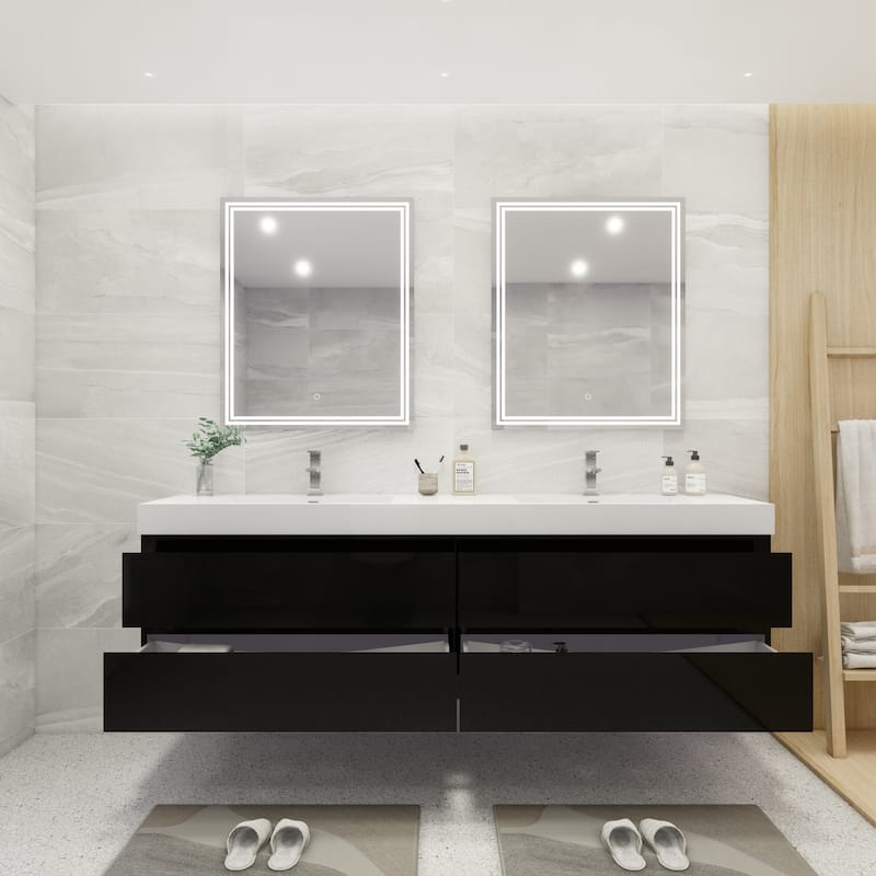 Baillie 84'' Wall-Mounted Vanity with Double Reinforced Acrylic Sink