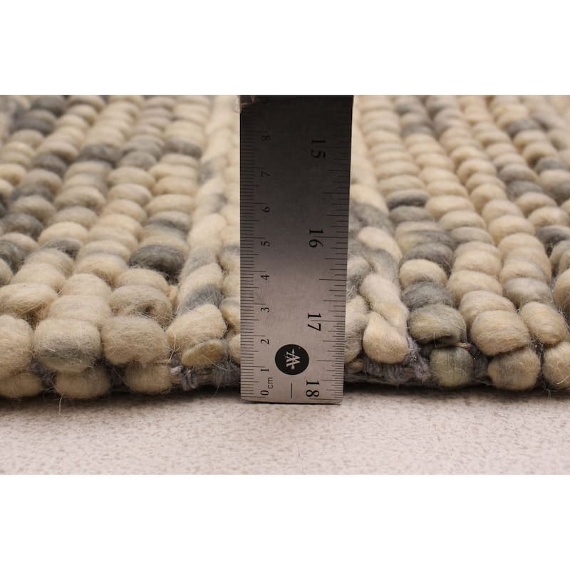 ECARPETGALLERY Braid weave Sienna Grey Wool Rug - 3'3 x 5'1