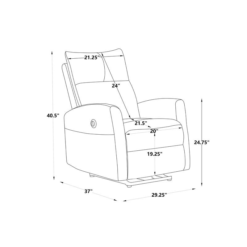Polyester Power Recliner with USB Port, Wave Cushioning, Affordable