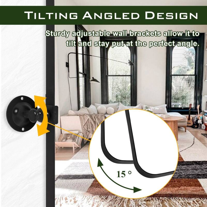Iron Metal Frame Rectangular Windowpane Wall Mirror Farmhouse Rustic Elegant Decor for Living Room Bedroom Bathroom Entryway