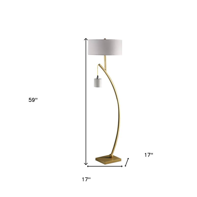 59 Inch Arc Floor Lamp with Fabric Drum Shade Modern