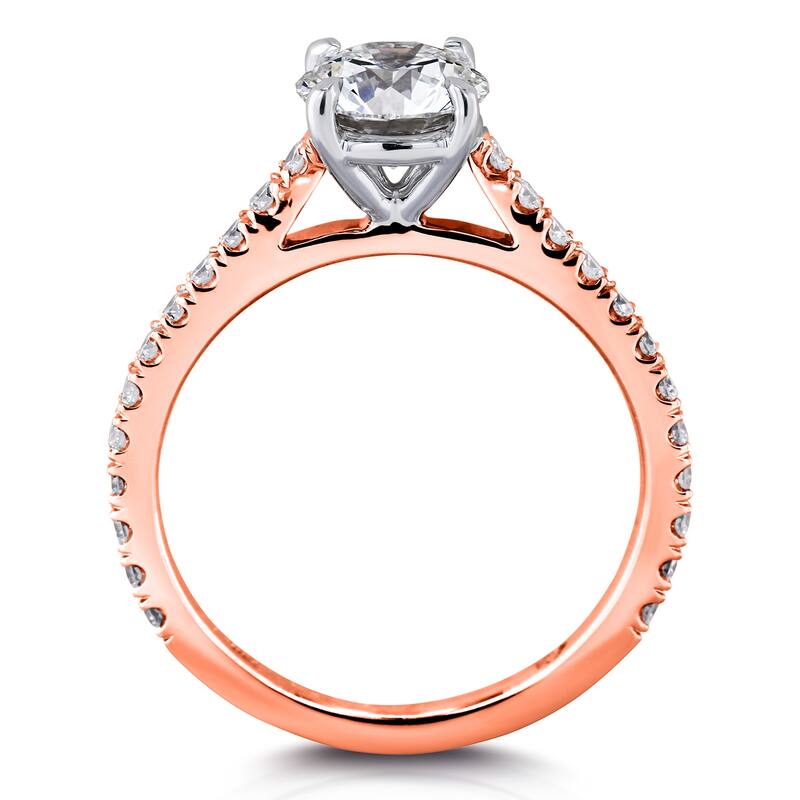 Annello by Kobelli 14k Gold 1 3/4ct TGW Moissanite and Diamond Peg Cathedral Bridal Ring Set