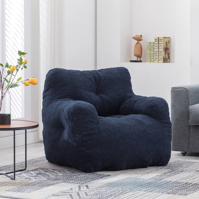 010-Soft Teddy Fabric Tufted Foam Bean Bag Chair