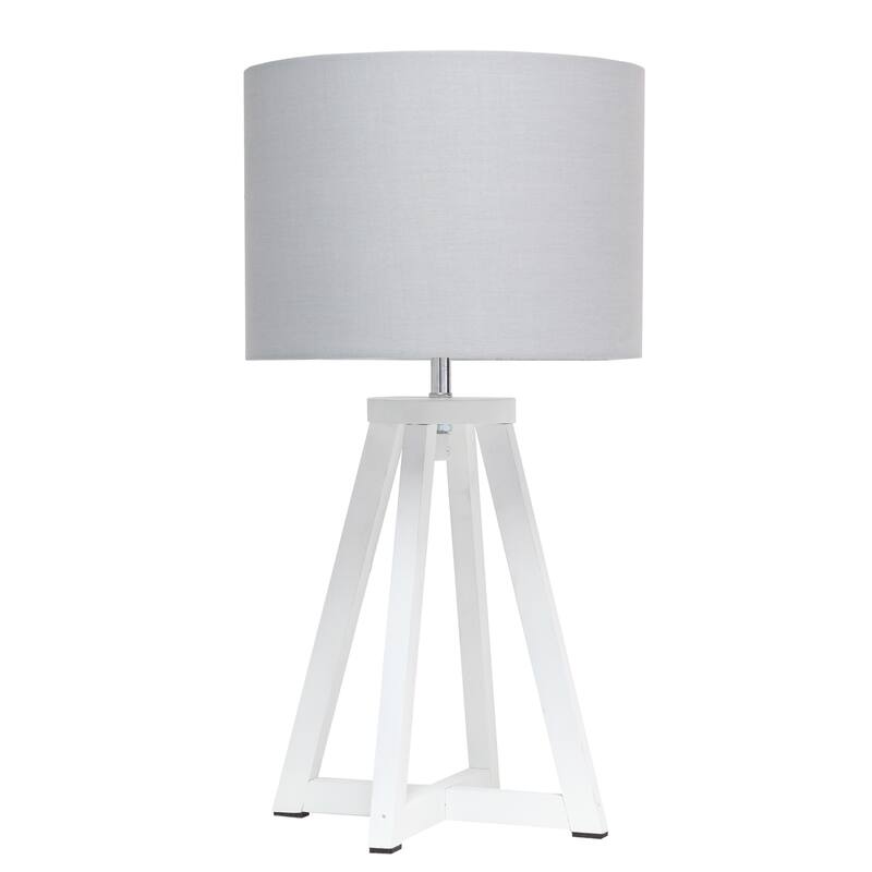 Tripod Table Lamp with Drum Shade - 19" - White and Gray