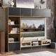preview thumbnail 2 of 17, Modular Storage Wall Unit with Adjustable Shelves and TV Stand – Oak Veneer & Black Fronts