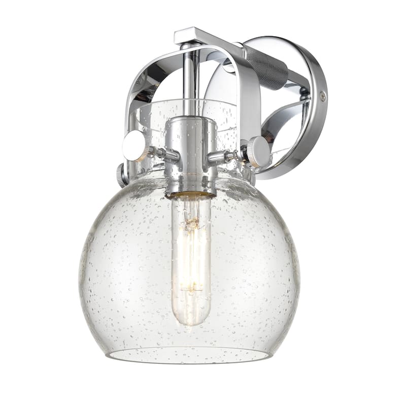Innovations Lighting 423-1W-10-7 Pilaster II Sphere Sconce Pilaster II - Polished Chrome / Seedy