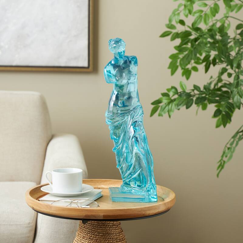 Light Blue, Orange or Green Resin Tinted Woman Decorative Sculpture