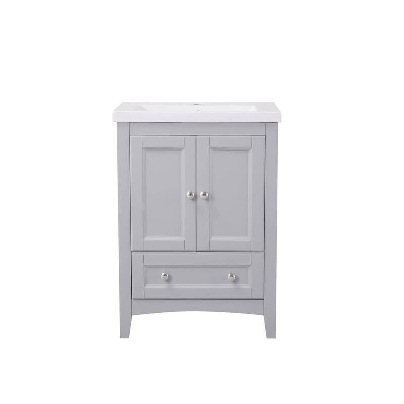 Elegant Lighting VF-2002 Saturn 24" Free Standing Single Basin Vanity - Medium Grey - Steel Finish