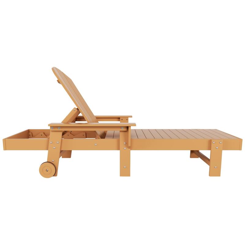 Polytrends Laguna Hdpe All Weather Outdoor Patio Pool Reclining Chaise Lounge With Arms And Wheels