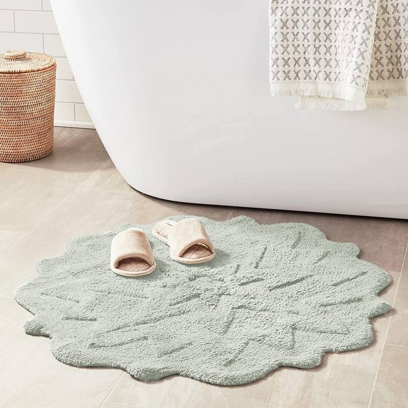 Sherry Kline Over Tufted Petals 32" Bath Rug - Grey, Brown, Black, Cream, Aloe Green Color Options