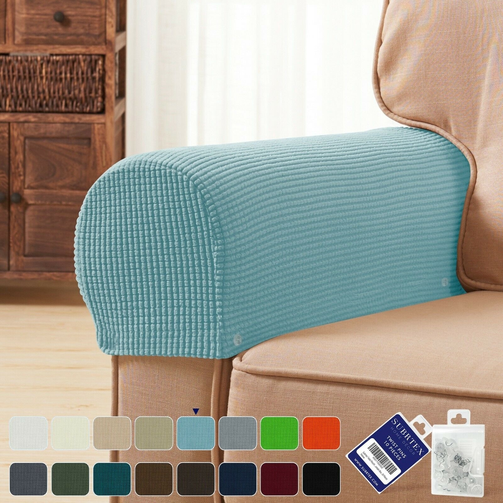 Subrtex Stretch Armrest Cover Strip furniture Cover with Twist