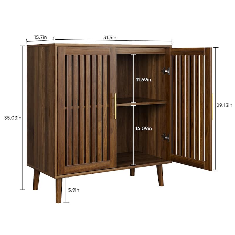 Walnut 31.5" W Sideboard Buffet Cabinet with Storage