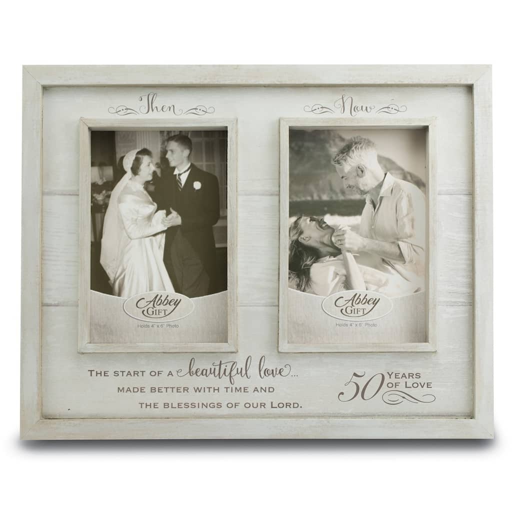 Curata Then and Now 50th Anniversary Two 4x6 Photos Wood Compostie Frame