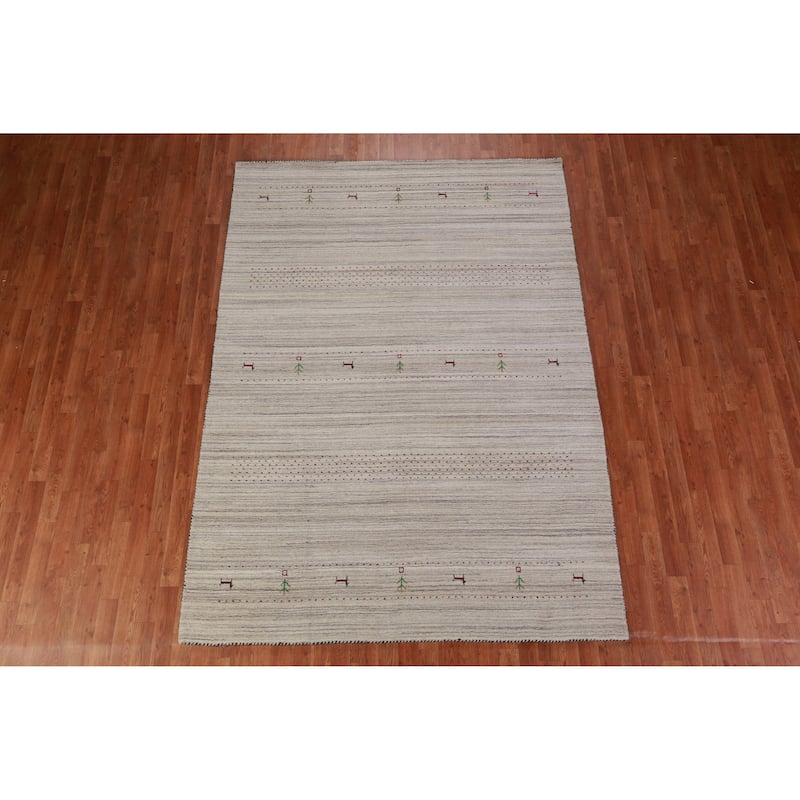 Little Animals Design Gabbeh Area Rug Hand-Knotted Wool Carpet - 6'3" x 8'10"