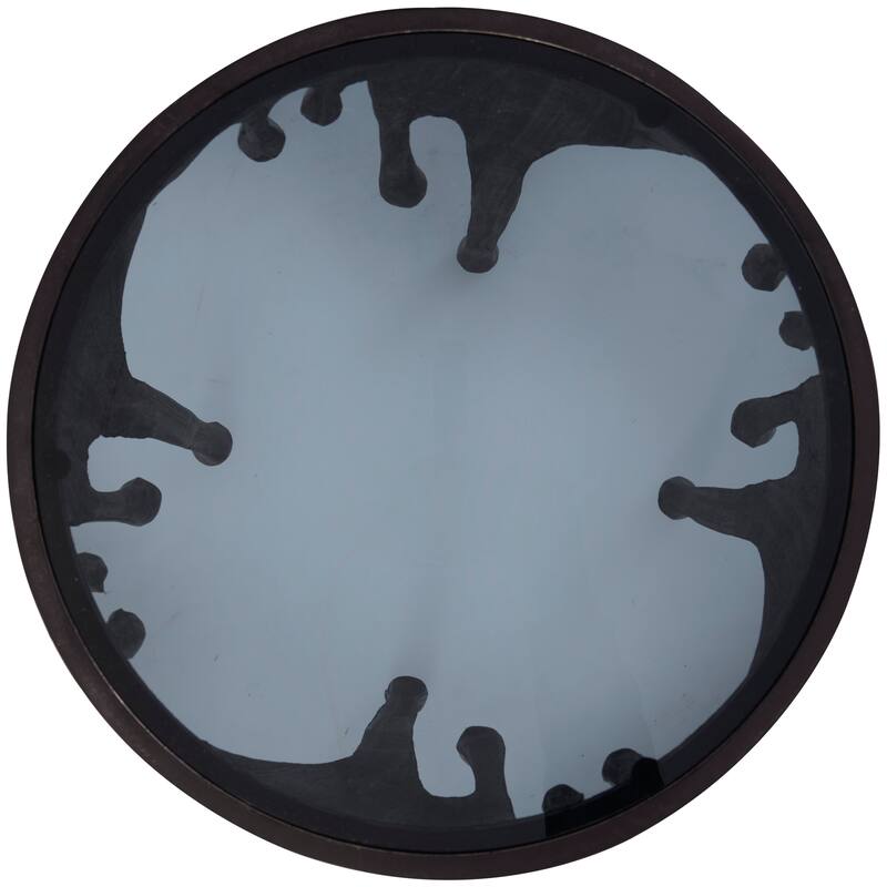 Aluminum Metal Abstract Drip Accent Table with Melting Design and Shaded Glass Top - Roche River Decor