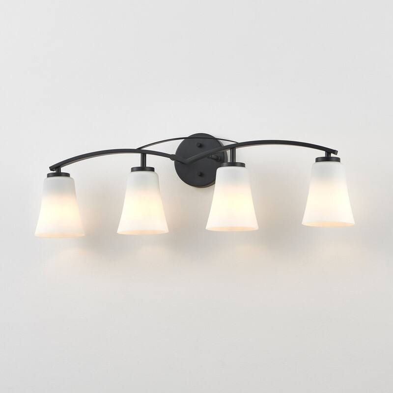 KAWOTI 3/4/5 Lights Dimmable Modern Bathroom Vanity Light with Opal Glass