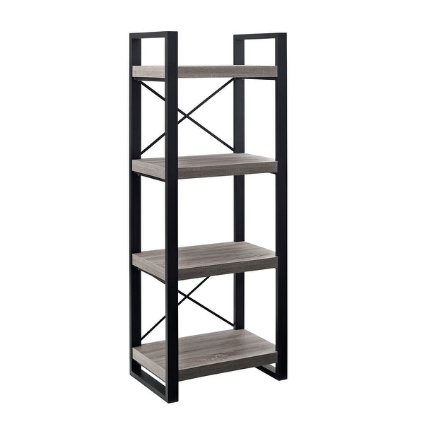 Delacora WE-BD58UBMT 24" Wide Four Shelf Laminate, Wood and Steel Utility Shelf - Driftwood