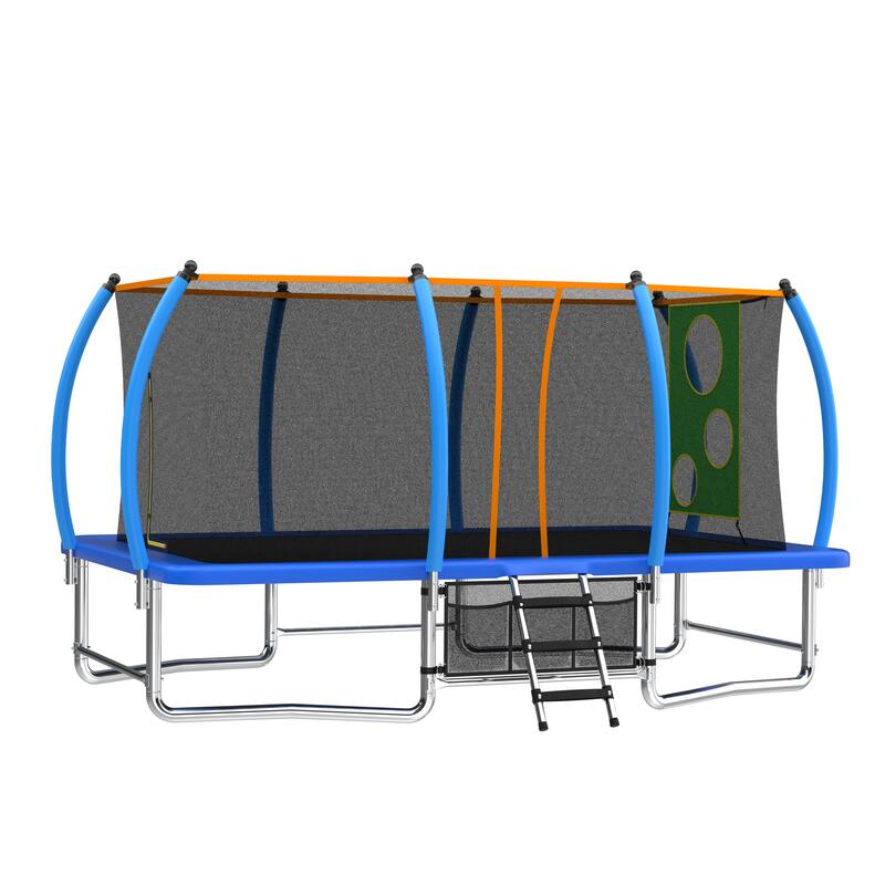8 X 14FT Outdoor Square Trampolines for Kids Adults Long Rectangular Tumbling Trampoline - Blue