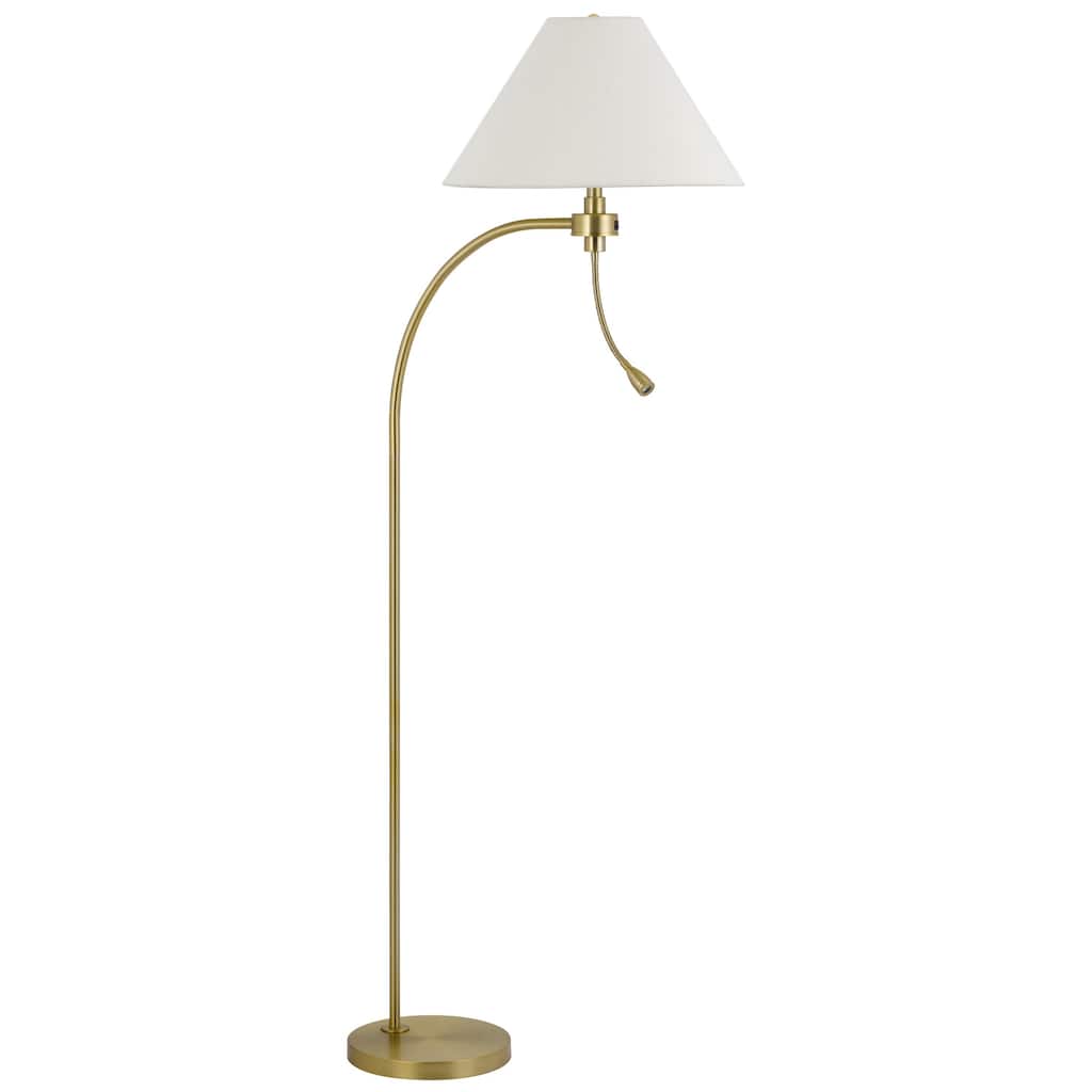 Ashy 68 Inch Task Floor Lamp, Gooseneck LED, White Shade Gold Arc Pole