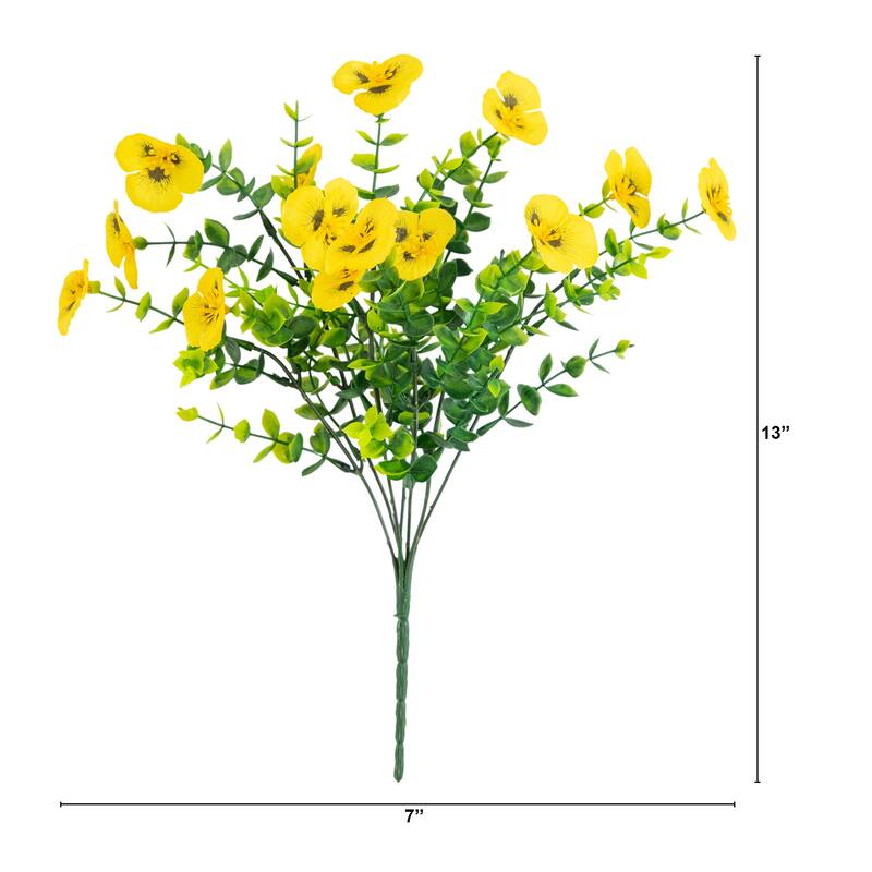13-in UV Resistant Artificial Pansy Bush (Indoor/Outdoor) - Set of 12