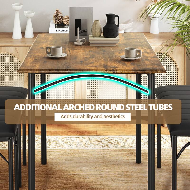 Space-Saving Dining Table Set for 4-6 People with Storage Shelf and Bench, Ideal for Living Room and Dining Room