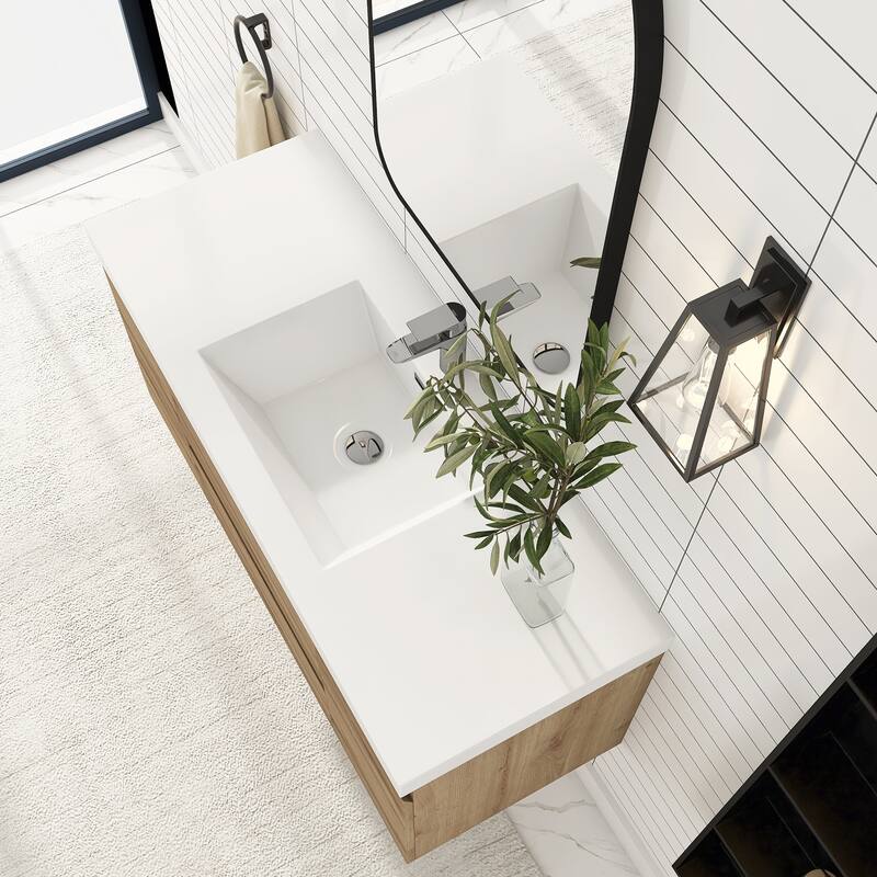 Floating Bathroom Vanity with Integrated Resin Top