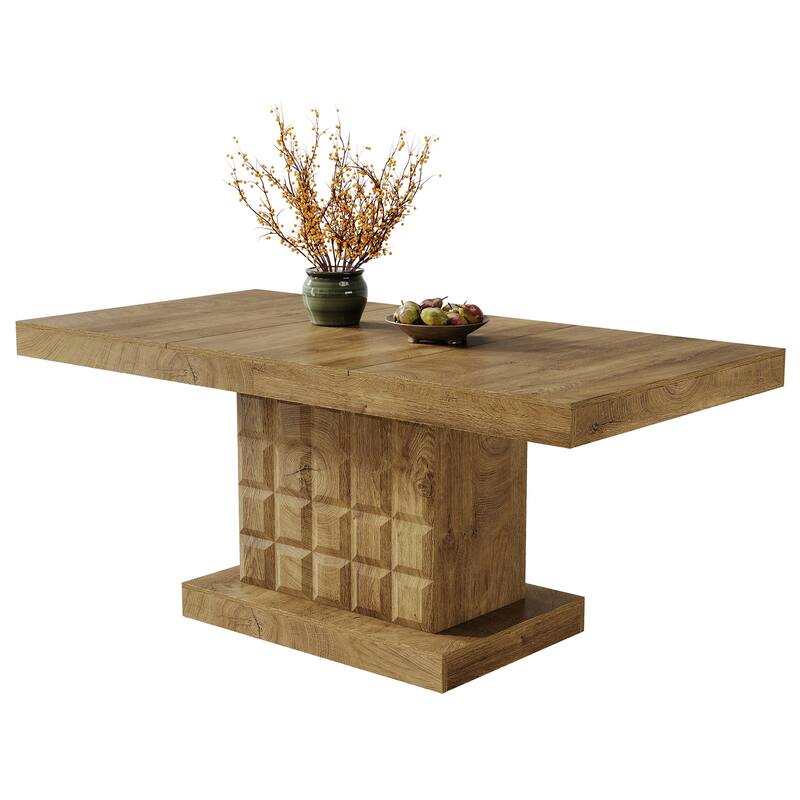 63'' Dining Table for 4-6, Farmhouse Wooden Rectangular Dinner Table