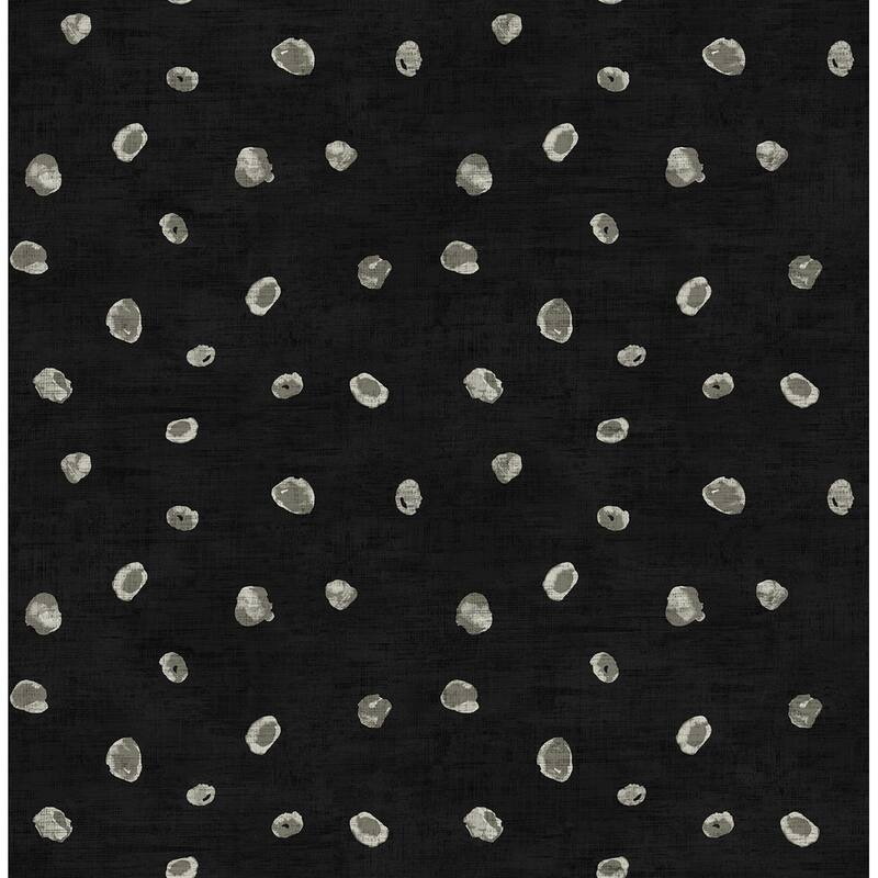 Seabrook Designs Hubble Dot Abstract Unpasted Wallpaper - 20.5 in. W x 33 ft. L - Metallic Ebony and Silver