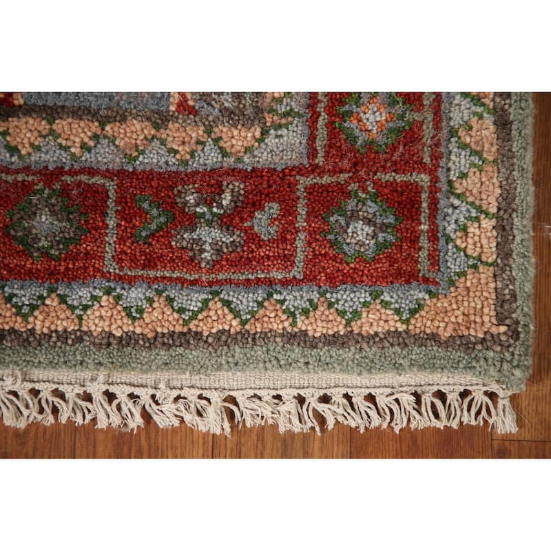 Green Heriz Serapi Indian Runner Rug Handmade Wool Carpet - 2'7"x 7'7"