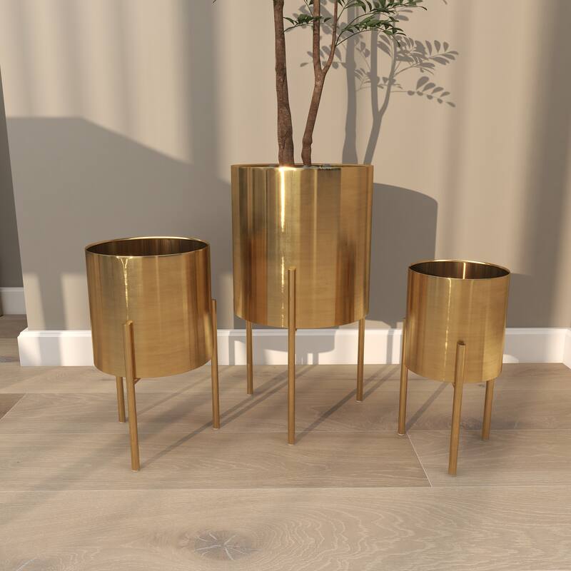 Gold Black White or Silver Iron Glam Contemporary Planter (Set of 3) - S/3 18", 14", 12"H